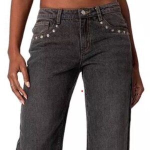 ✨ Edikted Studded Black Denim Jeans – Size Medium ✨NWOT